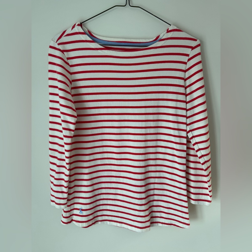 Joules Red and White Striped Women's Top